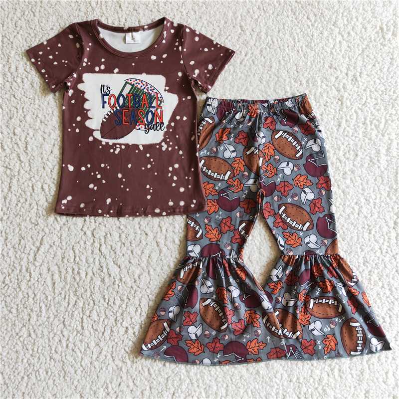 football season shirt bell pants girls sets kids clothes