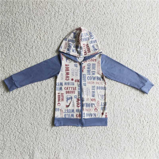 Word Zipper hoodie top kids clothes hooded top