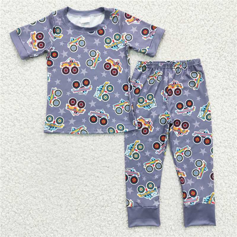 truck tractor pajamas suit boy fall winter sets