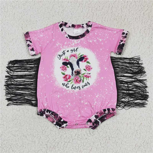 COW tassel girls bubbles baby rompers