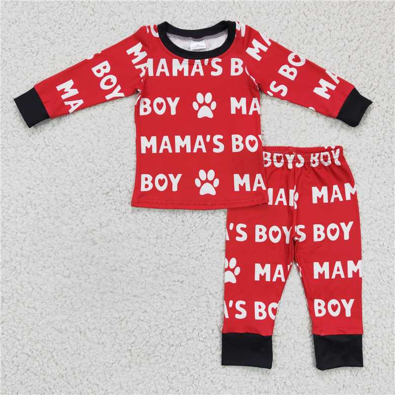 mama's boy pajamas suit boy fall winter sets