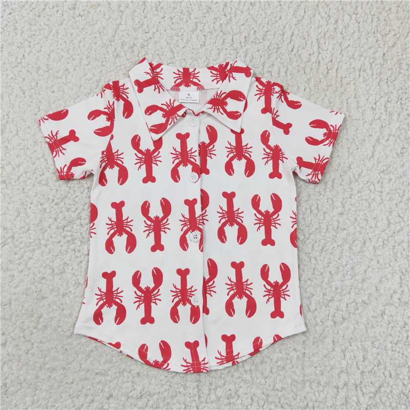 lobster sleeve shirt boys summer button top