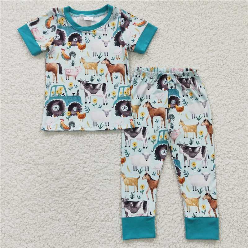 farm pajamas boys outfits kids clothes