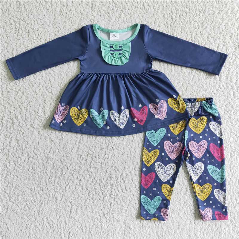 love heart pants sets happy Valentine's Day Girls Clothes