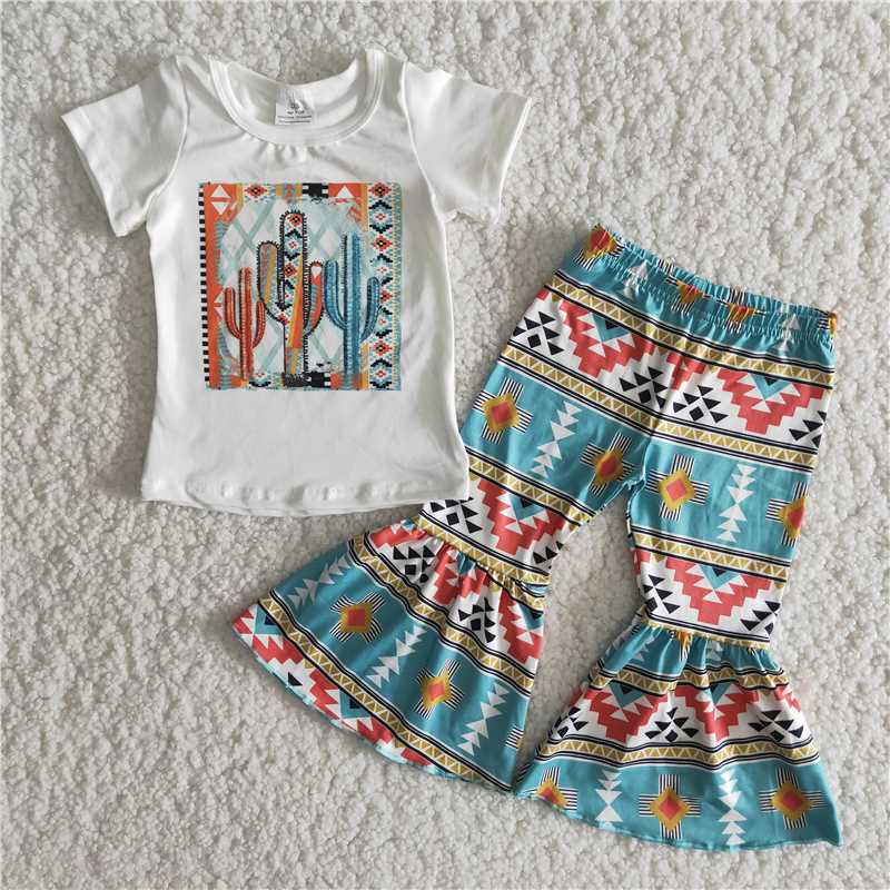 cactus shirt bell pants girls sets kids clothes