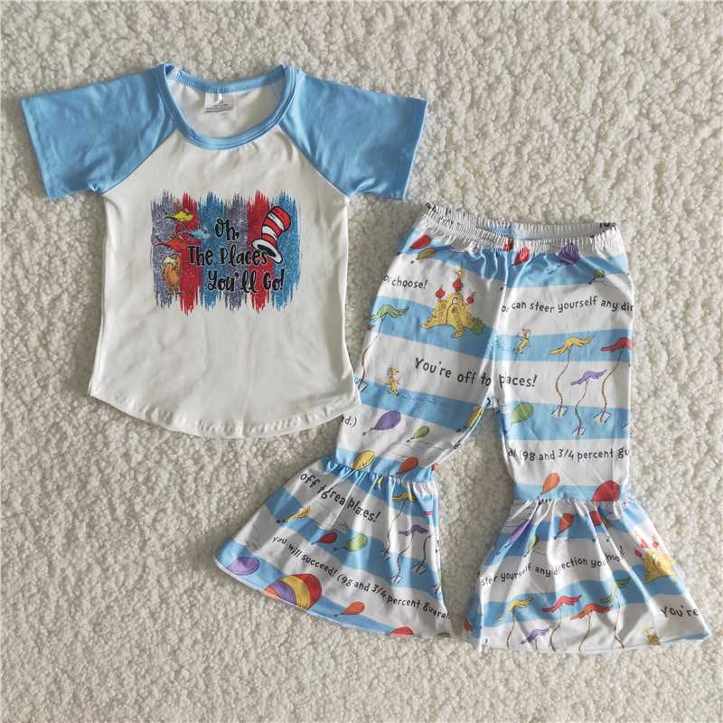 oh the places you'll go dr.seuss shirt bell girls sets