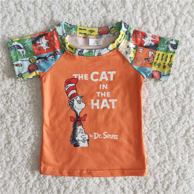 the cat in the hat dr.seuss boy short sleeve shirt