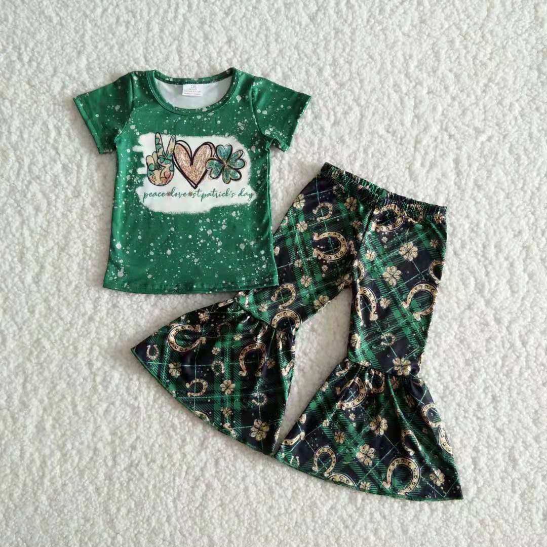 peace love St. Patrick's Day clothes girl outfits kids clothing