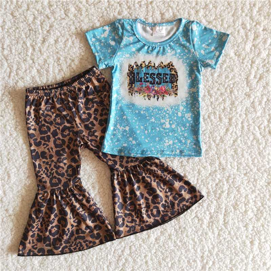 blessed shirt leopard bell pants girls sets kids clothes