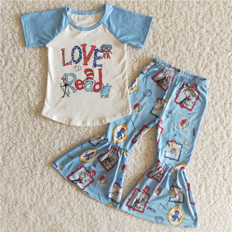 love read dr.seuss shirt bell pants girls sets