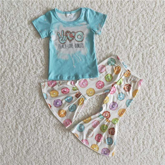 peace love Donuts shirt bell pants girls sets kids clothes