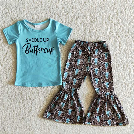 saddle up buttercup shirt cow bell pants girls sets kids clothes