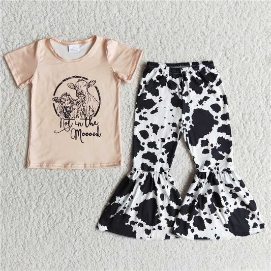 cow shirt bell pants girls sets kids clothes