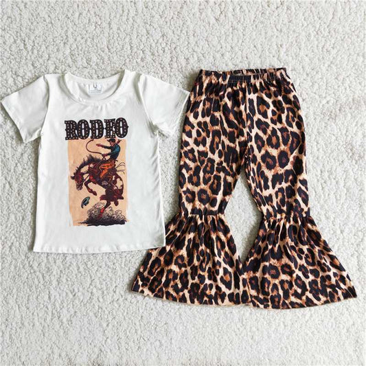 western rodeo shirt leopard bell pants girls sets kids clothes