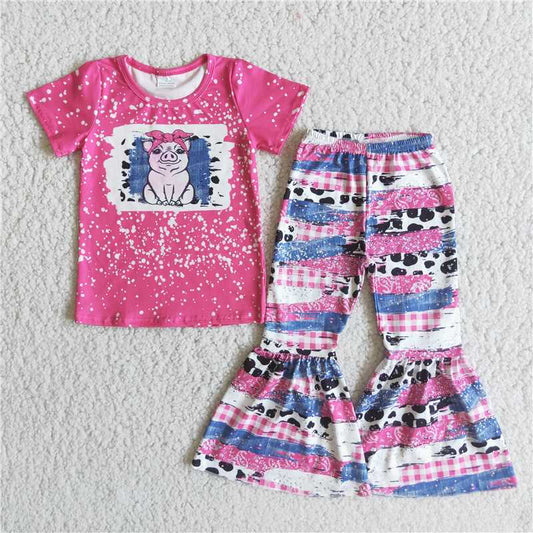 pig shirt bell pants girls sets kids clothes