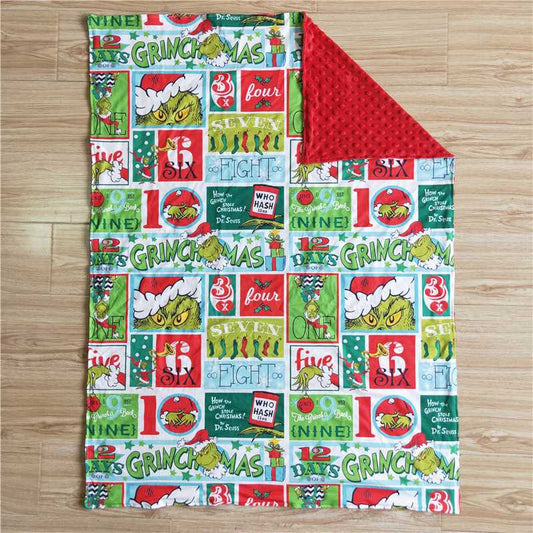 Green Kids blankets size 29X43 inches SOFT milk silk and cotton Christmas