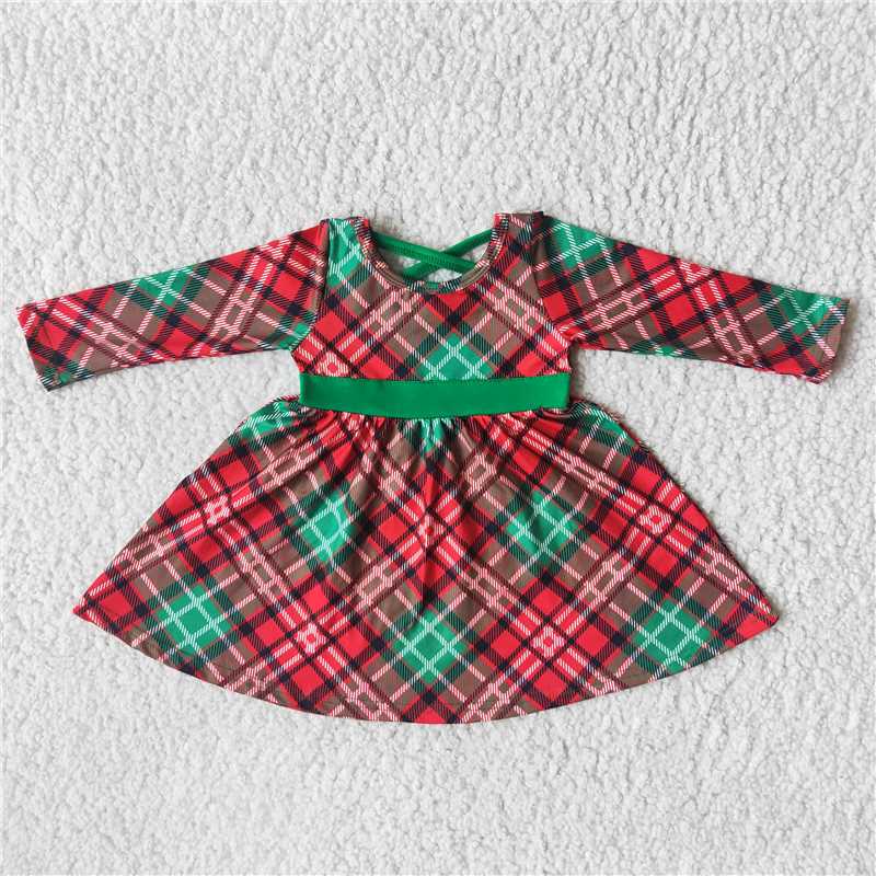 Christmas dress green red Plaid KID clothes girls skirt