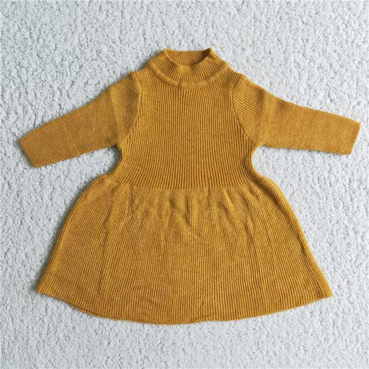 Solid Yellow Long Sleeve sale Sweater Dress