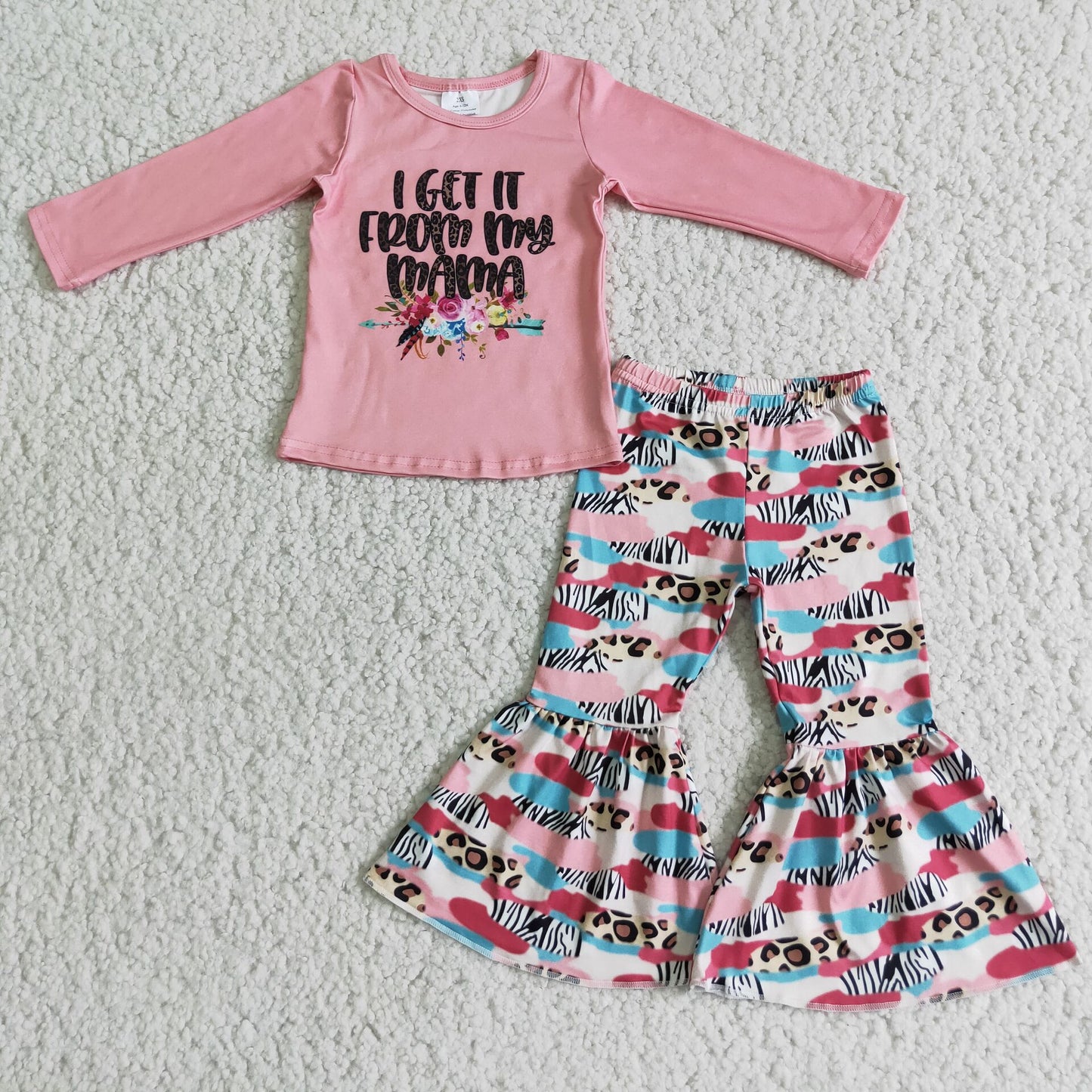 i get it from my mama shirt and bell pants 2 pieces girls outfits kids clothes