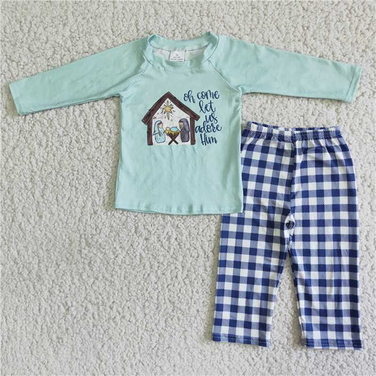 jesus pajamas suit baby boys long sleeve pants 2 pieces outfits winter sets