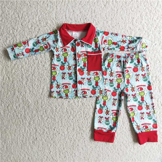 pocket pajamas suit baby boys grinch outfits winter christmas set