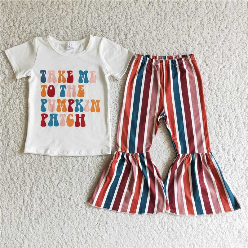 take me to the pumpkin patch shirt bell pants girls sets kids clothes