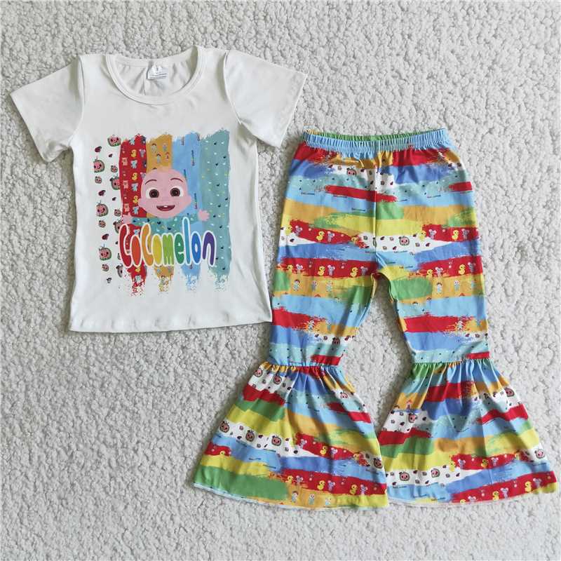 cartoon watermelon shirt bell pants girls sets kids clothes