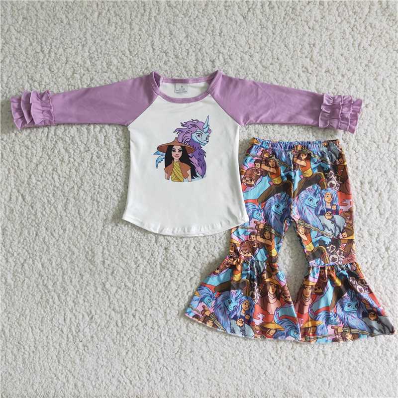 carton and bell pants 2 pieces girls outfits kids clothes