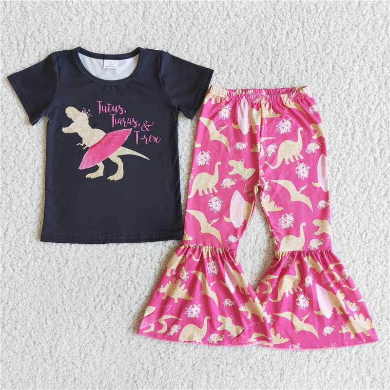 tutus Dinosaur shirt bell pants girls sets kids clothes