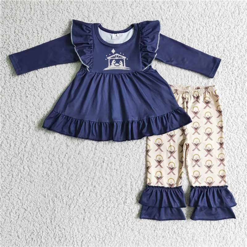 jesus top and pants 2 pieces girl sets kids clothes