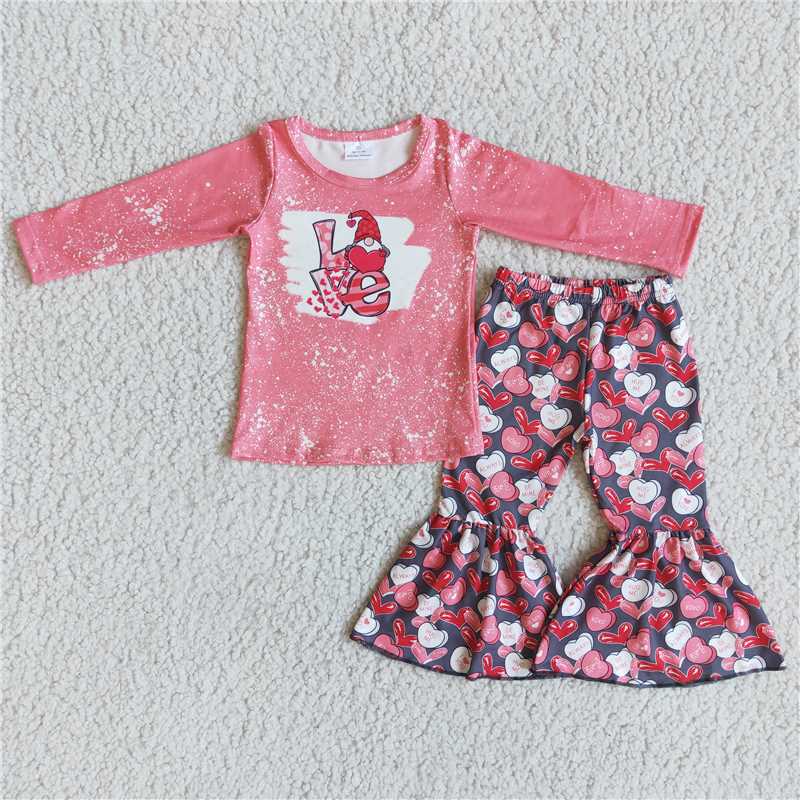 love heart sets bell suit happy Valentine's Day Girls Clothes