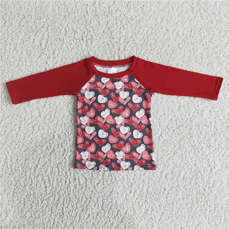 Valentine's Day love boys long sleeve shirt kids clothes