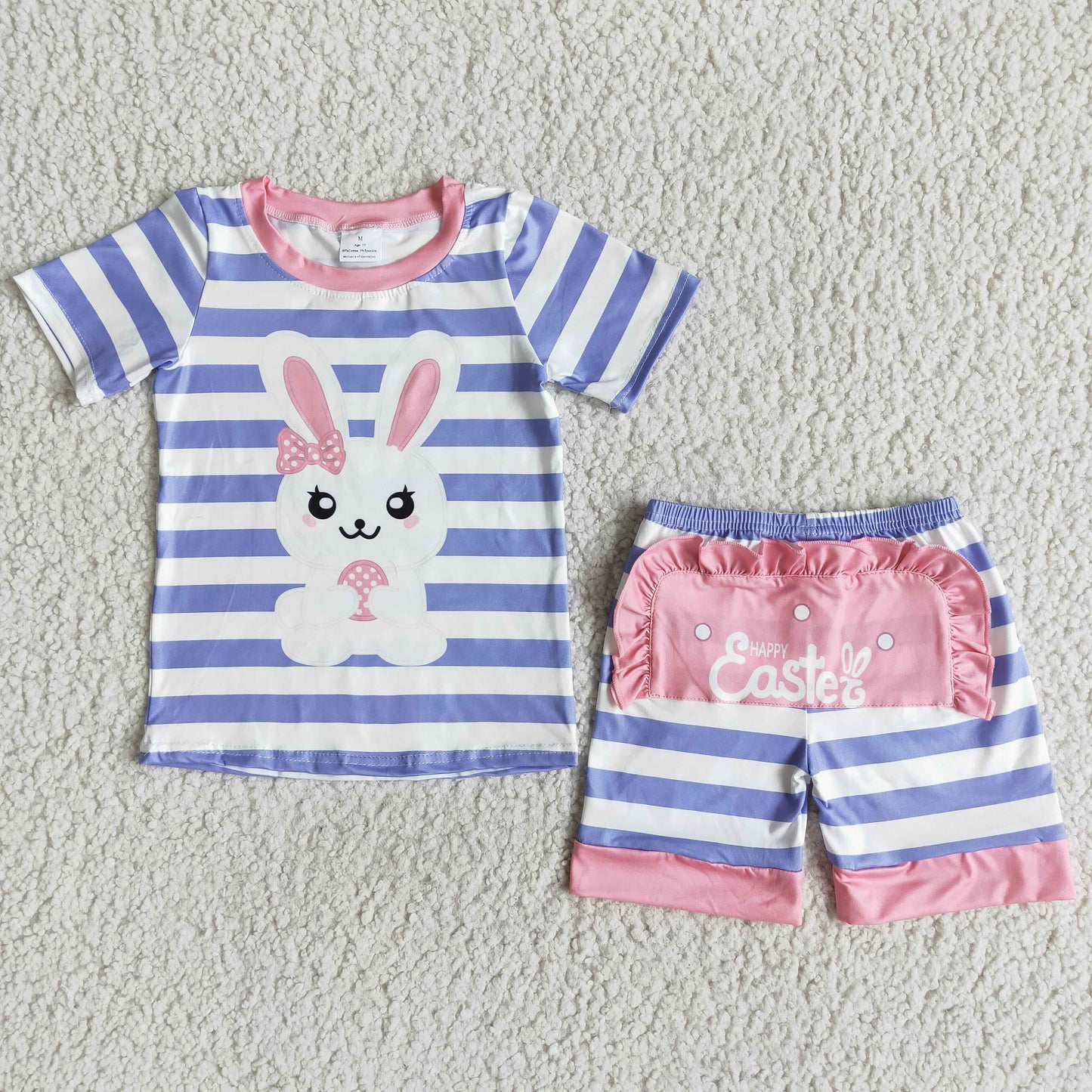 easter stripe Bunny pajamas sets kids clothes