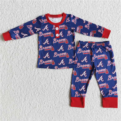 braves 2 pieces girls match boy pajamas sets kids clothes