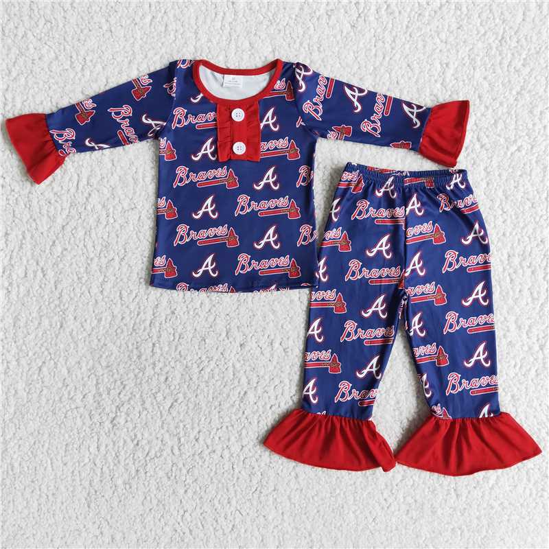 braves 2 pieces girls match boy pajamas sets kids clothes