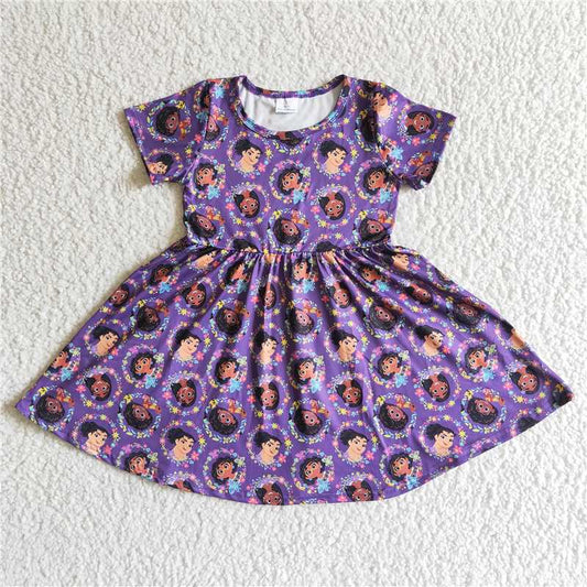 purple carton encanto girls short sleeve dress kids skirt