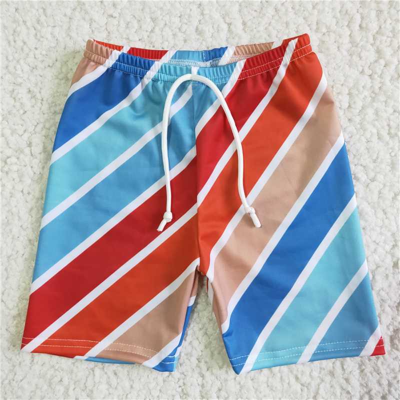 color stripes girls swimsuit match boy trunks