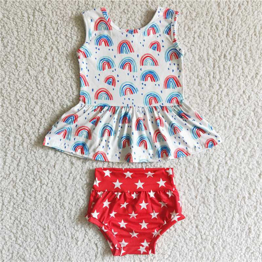 rainbow kids Girls bummies sets