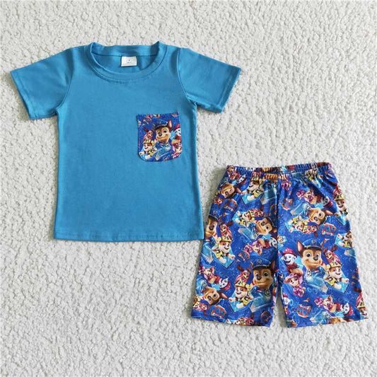 dog team summer sets short sleeve shirt and shorts 2 pieces suit