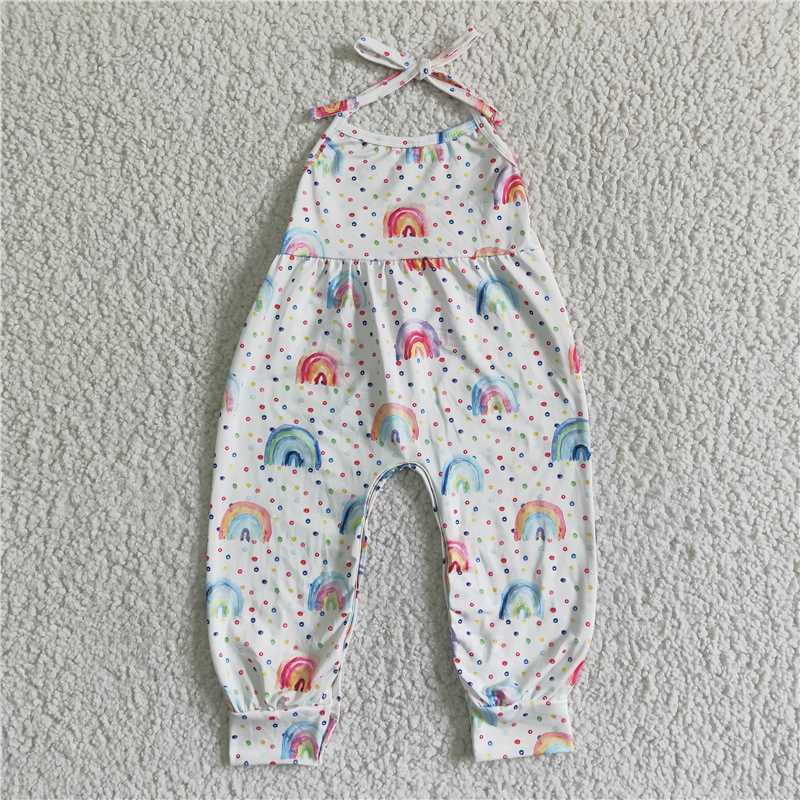 rainbow polka dots girls jumpsuits kids romper