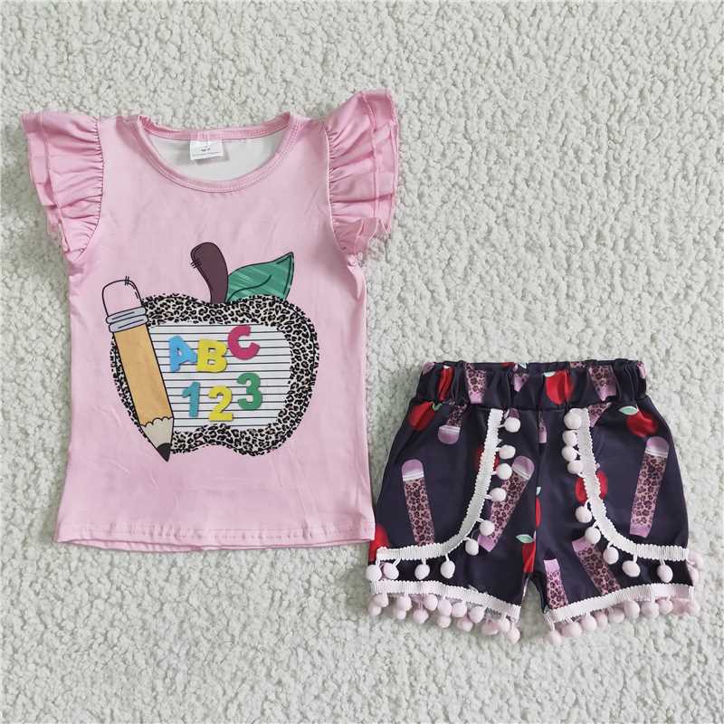 back to school girl sets apple abc 123 suit