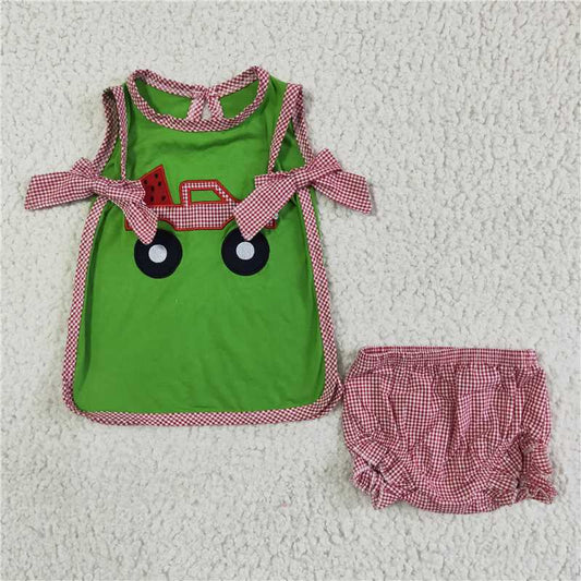 kids Girls bummies sets Embroidery Truck Tractor