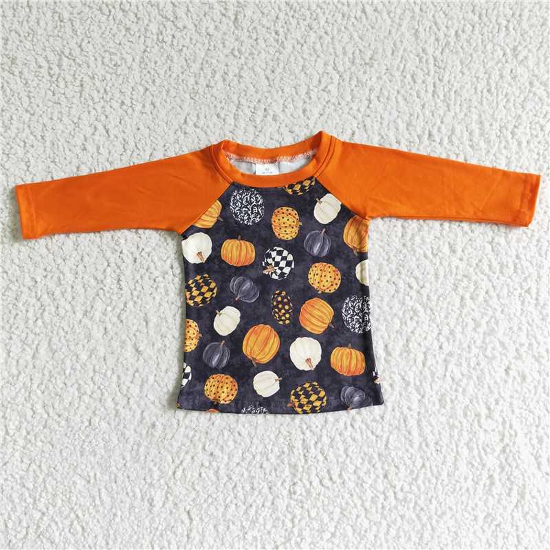 pumpkin boys long sleeve shirt fall spring winter top