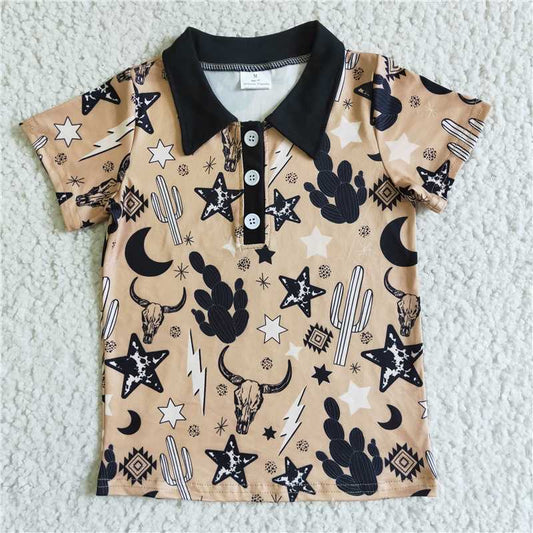 cactus bull head boys short sleeve shirt pullover