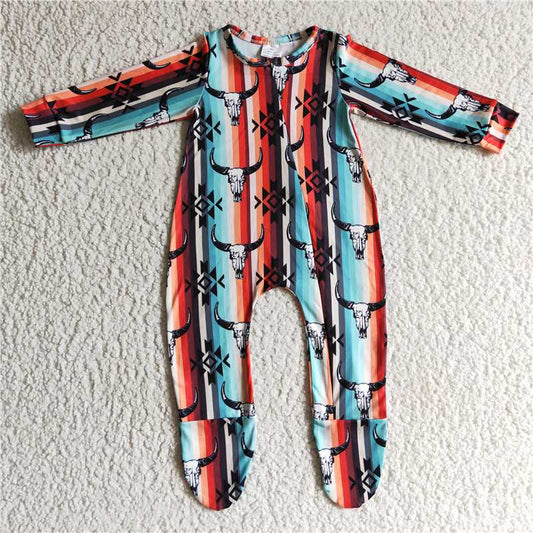 Western Zip Sleeper romper with feet long sleeve jumpsuit