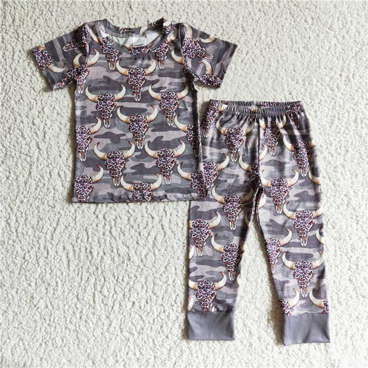 fall winter camo cow boys pajamas set kids clothes