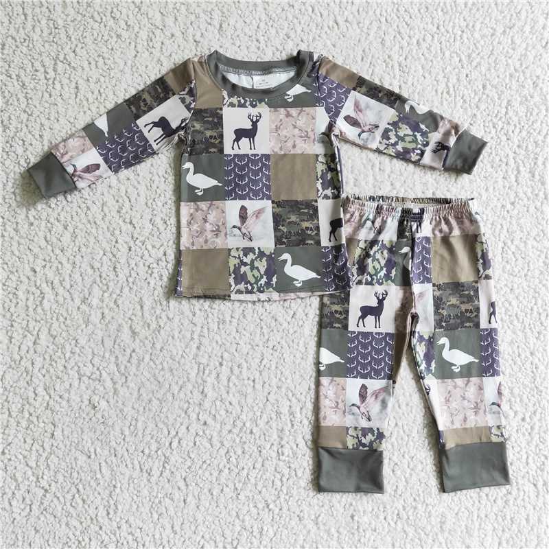 deer camo pajamas suit boys match girl outfits kids clothes