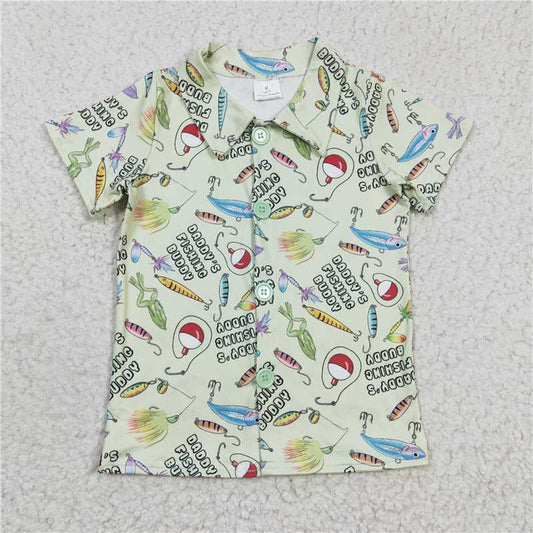 fishing short sleeve shirt boys summer button top