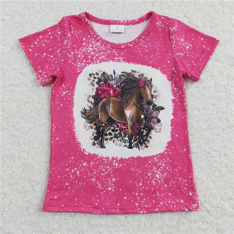 horse girls short sleeve shirt kids clothes