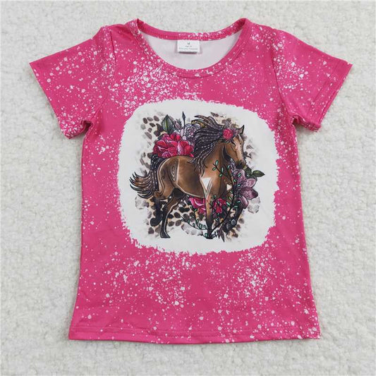 horse girls short sleeve shirt kids clothes